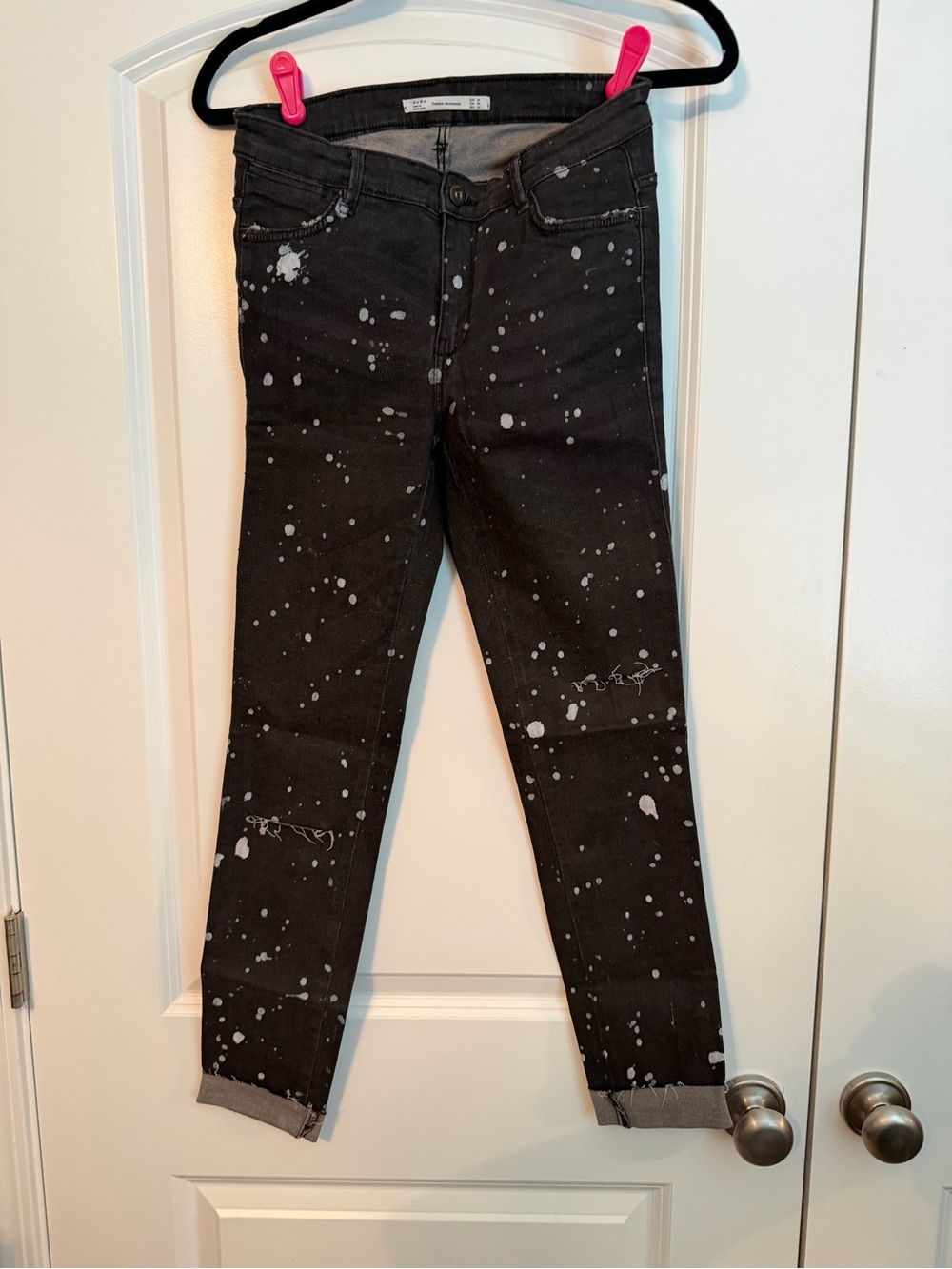 Zara Black Paint-Splatter Women's Skinny Jeans